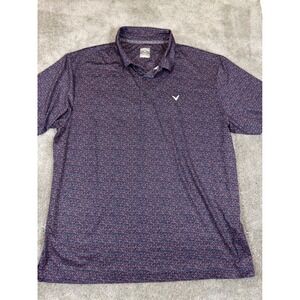 Callaway Mens Opti-Dri Golf Polo Shirt XL Navy Orange Micro Print CGKSF0L9